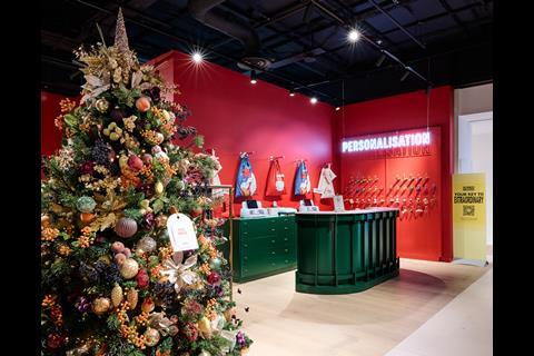 Personalisation station Selfridges Christmas shop, London